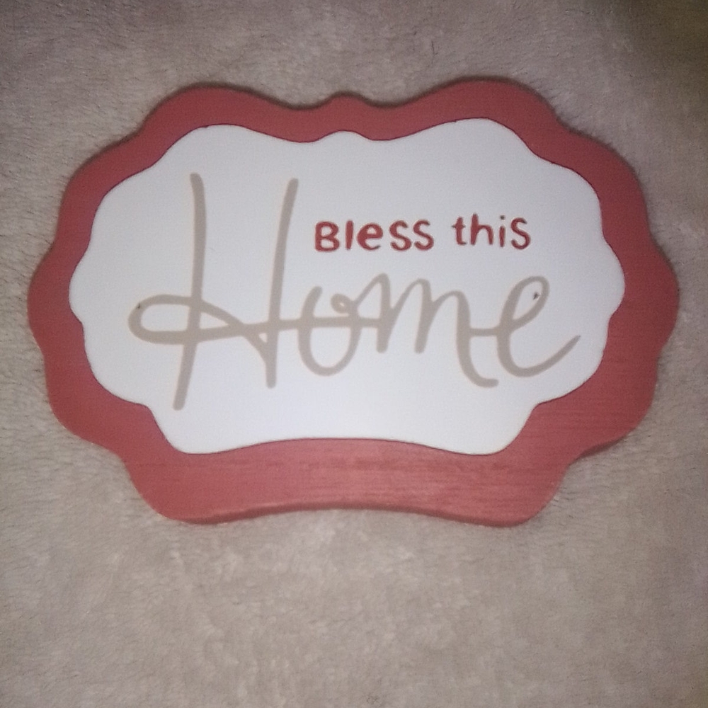 🔥5/$10 Pink/White 'Bless This Home' Decor